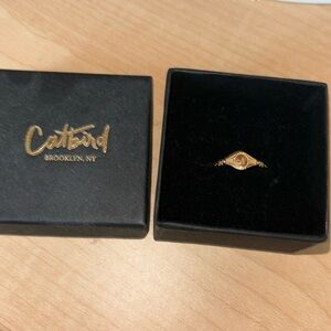 Catbird baby cygnet ring, solid 14k gold. Engraved with the letter N